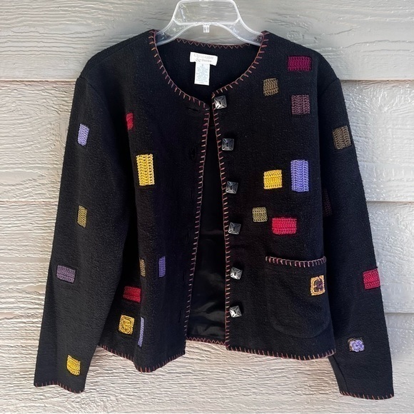 Christopher & Banks Women‎ Embroidered Sweater Shacket Multi Black Sz S/M - Picture 10 of 11